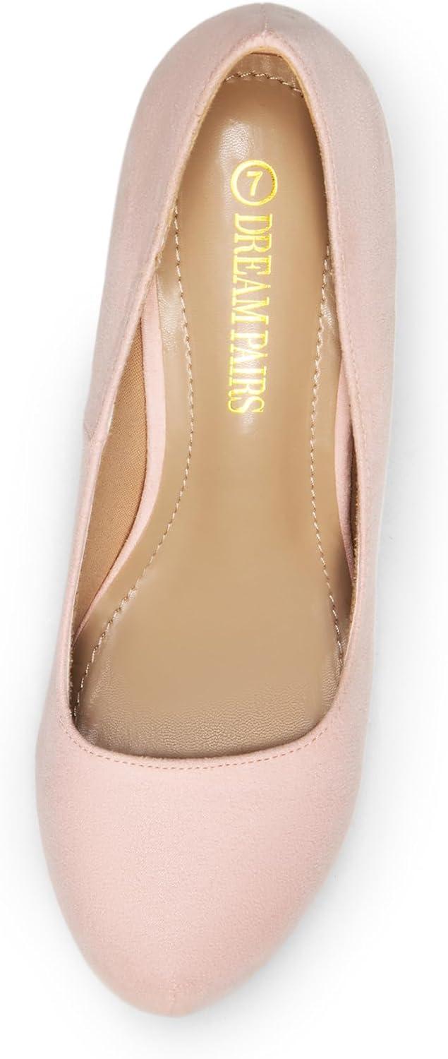 imageDREAM PAIRS Tiffany Womens Classic Elegant Versatile Low Stiletto Heel Dress Platform Pumps ShoesPinkSuede