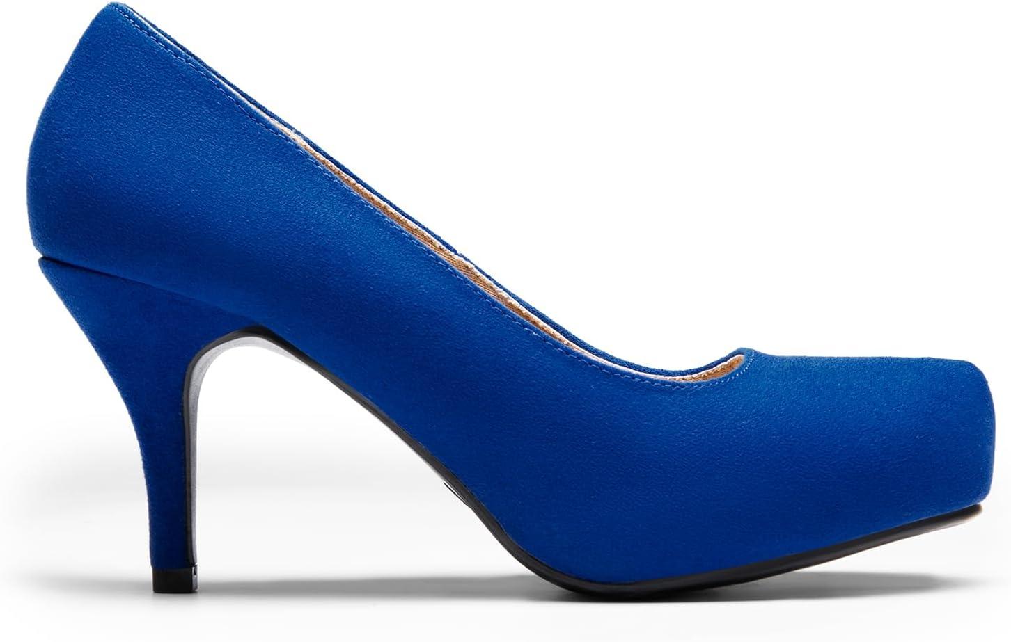 imageDREAM PAIRS Tiffany Womens Classic Elegant Versatile Low Stiletto Heel Dress Platform Pumps ShoesRoyalBlue