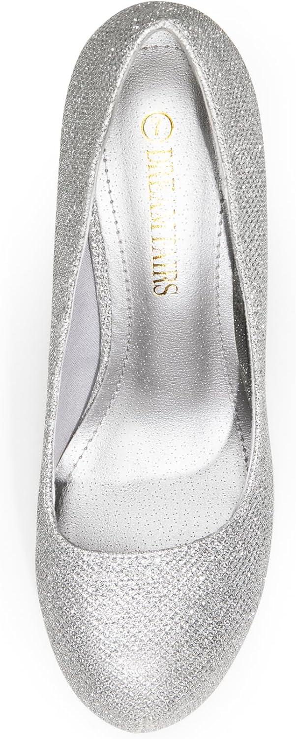 imageDREAM PAIRS Tiffany Womens Classic Elegant Versatile Low Stiletto Heel Dress Platform Pumps ShoesSilver