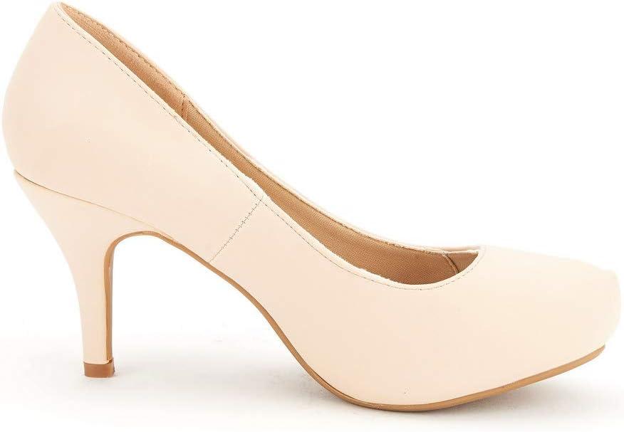 imageDREAM PAIRS Tiffany Womens Classic Elegant Versatile Low Stiletto Heel Dress Platform Pumps ShoesTiffannynudenubuck