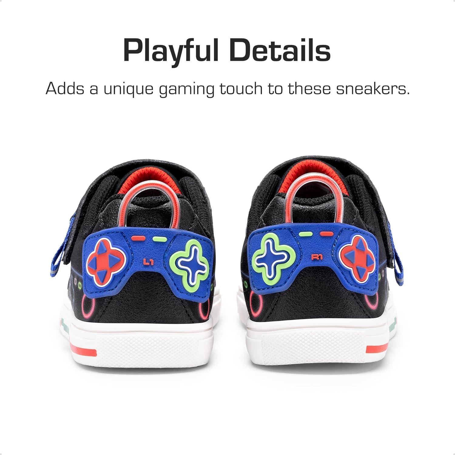 imageDREAM PAIRS Toddler Boys Sneakers Little Kids Shoes Playful Fun Cartoon Causal Walking NonSlip Hook and LoopBlack