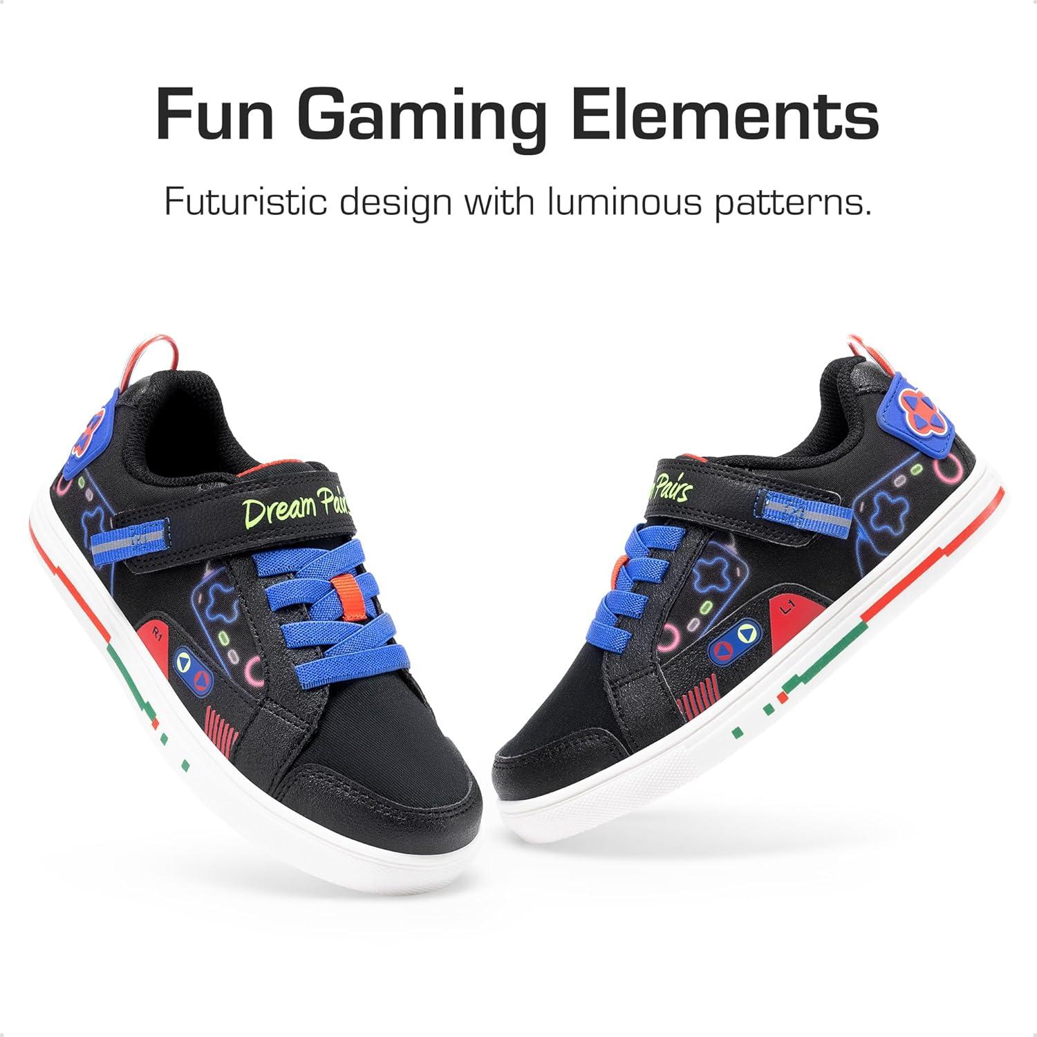 imageDREAM PAIRS Toddler Boys Sneakers Little Kids Shoes Playful Fun Cartoon Causal Walking NonSlip Hook and LoopBlack