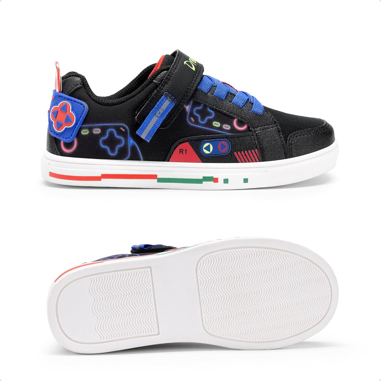 imageDREAM PAIRS Toddler Boys Sneakers Little Kids Shoes Playful Fun Cartoon Causal Walking NonSlip Hook and LoopBlack