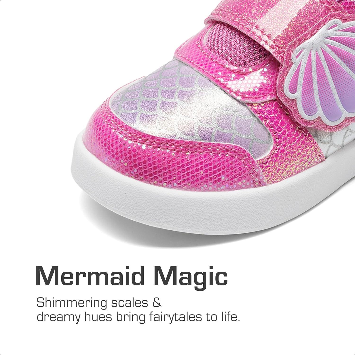 imageDREAM PAIRS Toddler Girls Sneakers Sparkly Shiny Lightweight Comfortable Hook and Loop Casual Walking Little Kids ShoesPurpleHot Pink