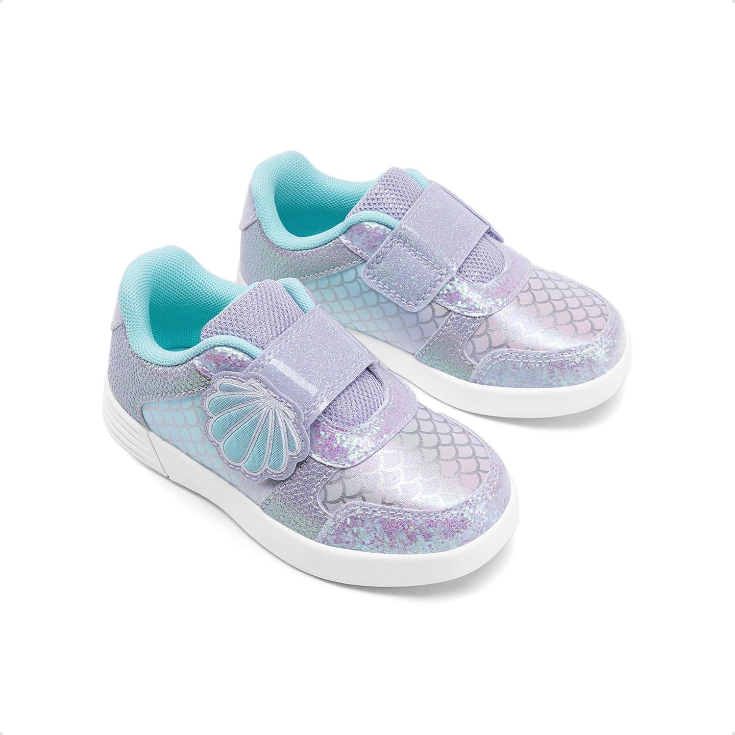 imageDREAM PAIRS Toddler Girls Sneakers Sparkly Shiny Lightweight Comfortable Hook and Loop Casual Walking Little Kids ShoesPurpleRainbow