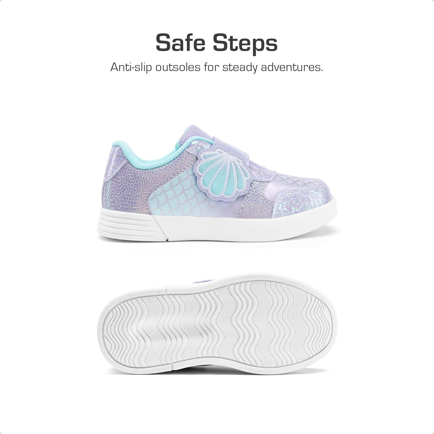 imageDREAM PAIRS Toddler Girls Sneakers Sparkly Shiny Lightweight Comfortable Hook and Loop Casual Walking Little Kids ShoesPurpleRainbow