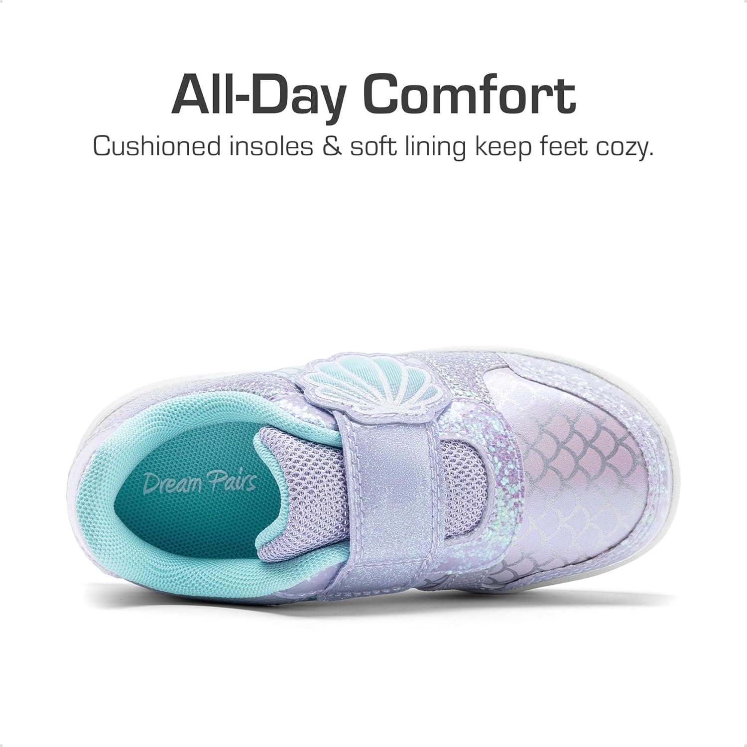 imageDREAM PAIRS Toddler Girls Sneakers Sparkly Shiny Lightweight Comfortable Hook and Loop Casual Walking Little Kids ShoesPurpleRainbow