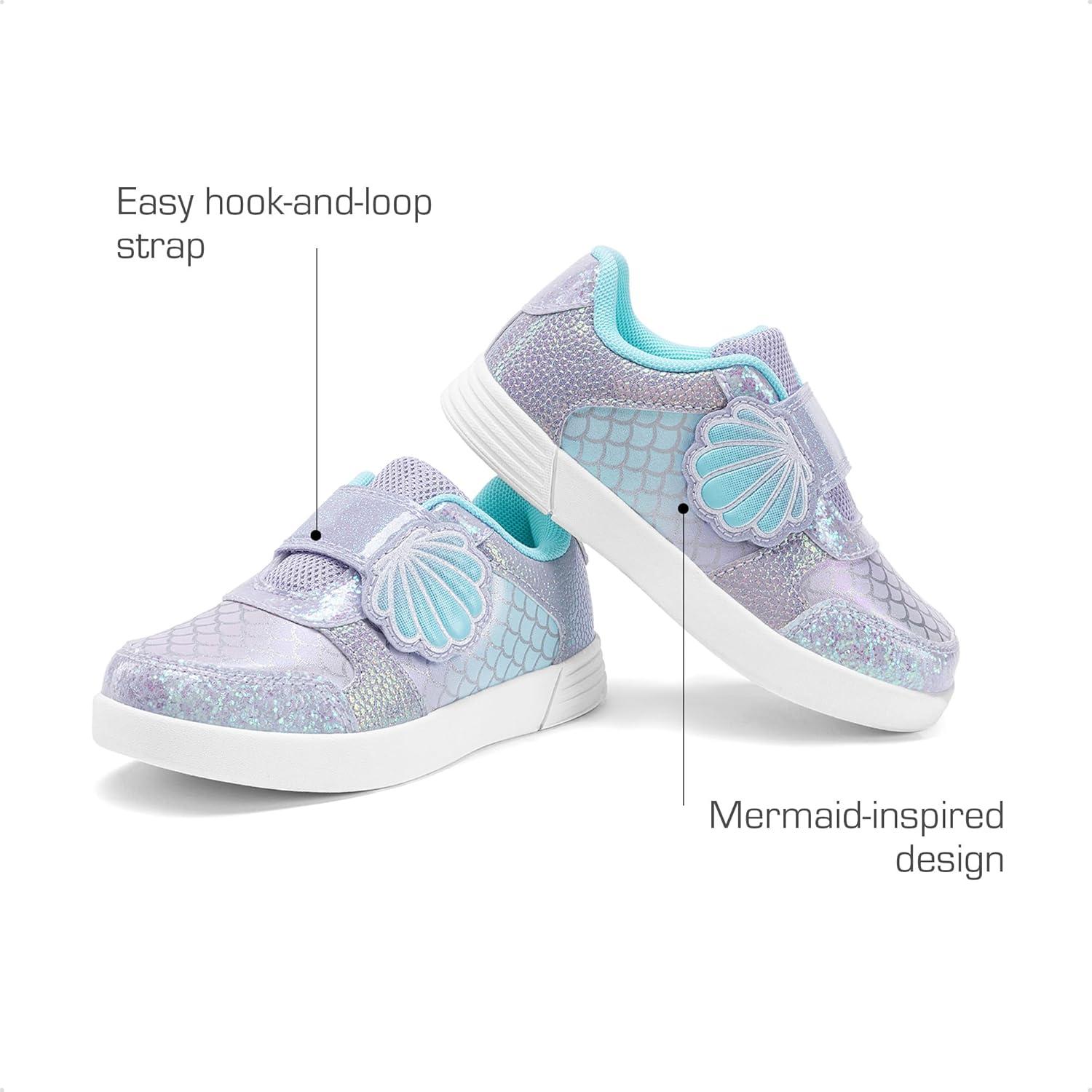 imageDREAM PAIRS Toddler Girls Sneakers Sparkly Shiny Lightweight Comfortable Hook and Loop Casual Walking Little Kids ShoesPurpleRainbow