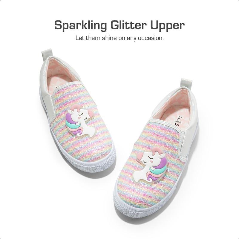 imageDREAM PAIRS Toddler Sneakers Slip On for Girls Kids Walking Shoes Sparkle Sequins Glitter Shoes Little Kids Comfort Casual