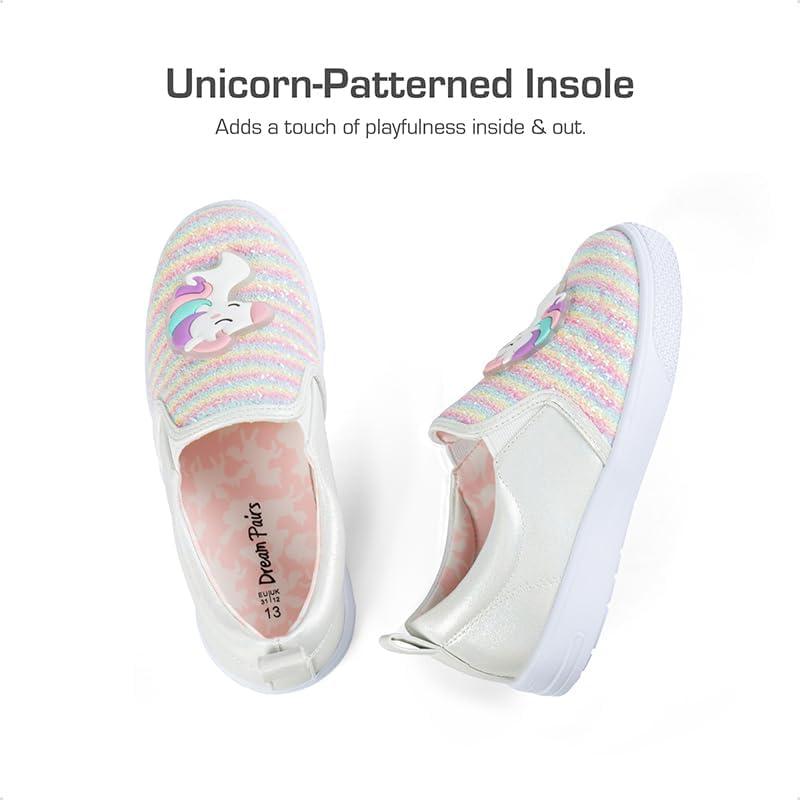 imageDREAM PAIRS Toddler Sneakers Slip On for Girls Kids Walking Shoes Sparkle Sequins Glitter Shoes Little Kids Comfort Casual