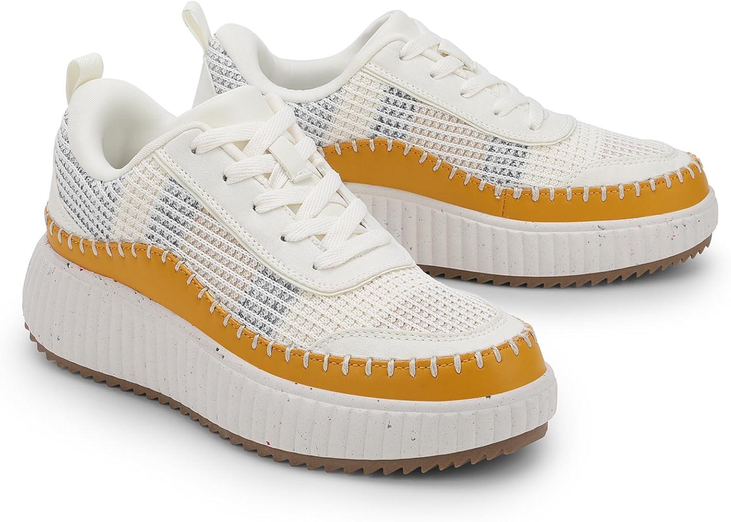 imageDREAM PAIRS Women Chunky City Tweed Comfortable Casual Platform Fashion Sneaker