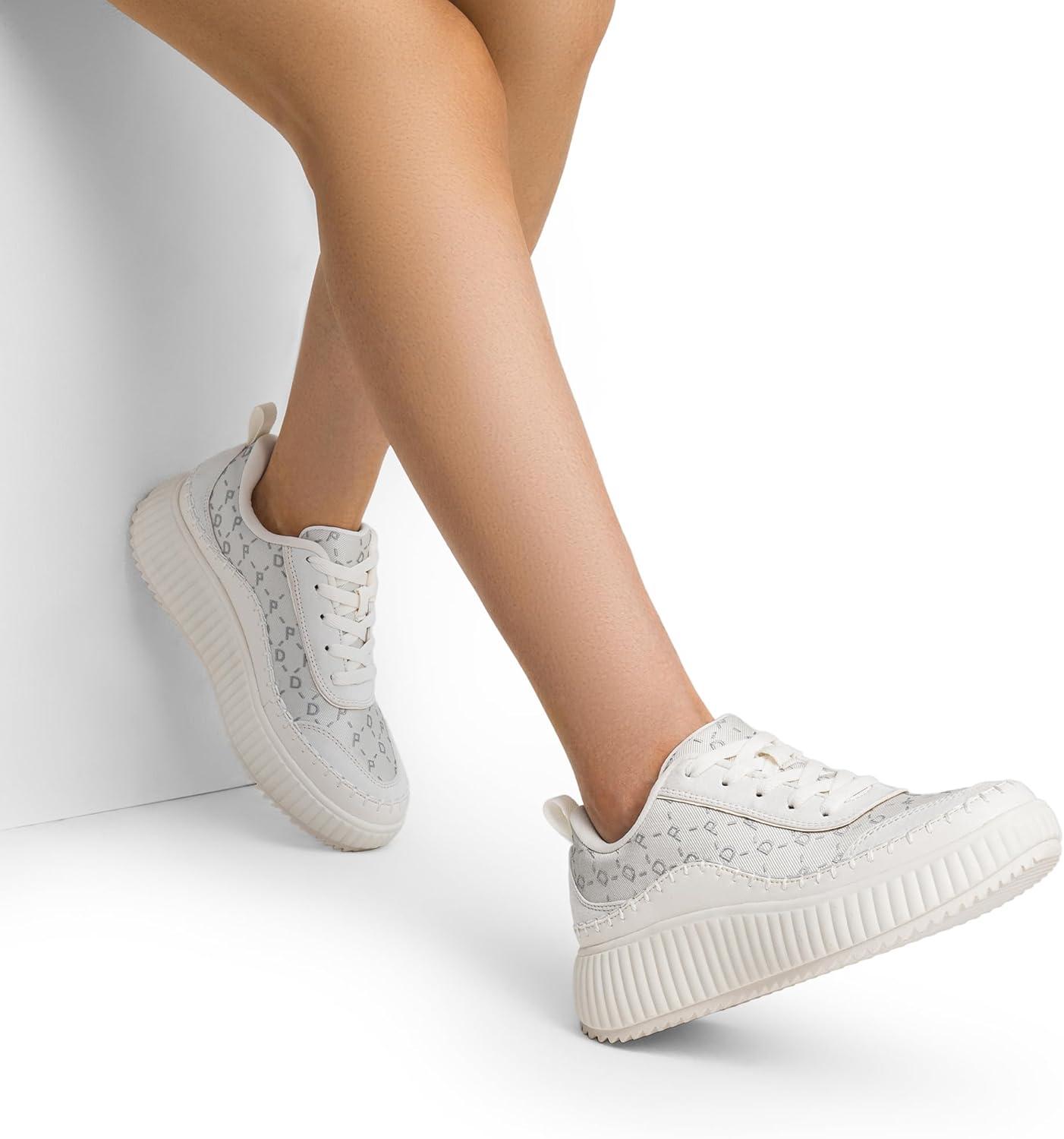 imageDREAM PAIRS Women Chunky City Tweed Comfortable Casual Platform Fashion SneakerBeige