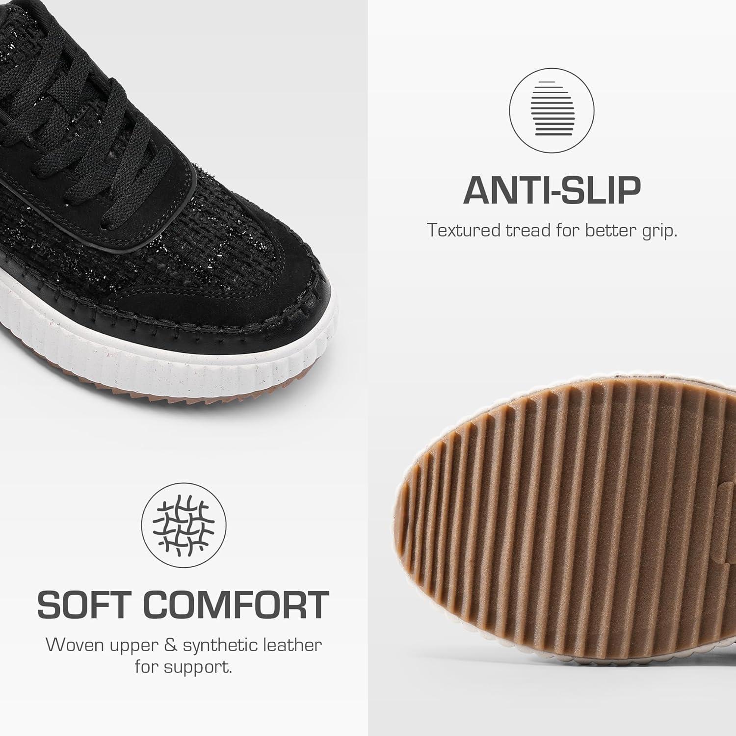 imageDREAM PAIRS Women Chunky City Tweed Comfortable Casual Platform Fashion SneakerBlack