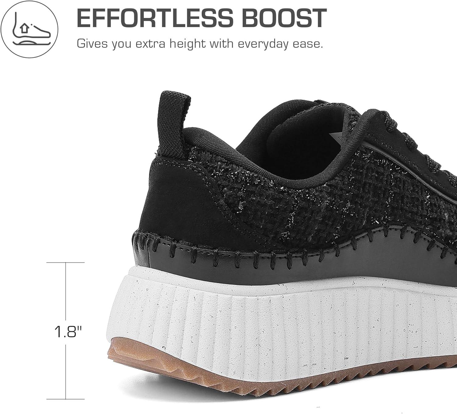 imageDREAM PAIRS Women Chunky City Tweed Comfortable Casual Platform Fashion SneakerBlack