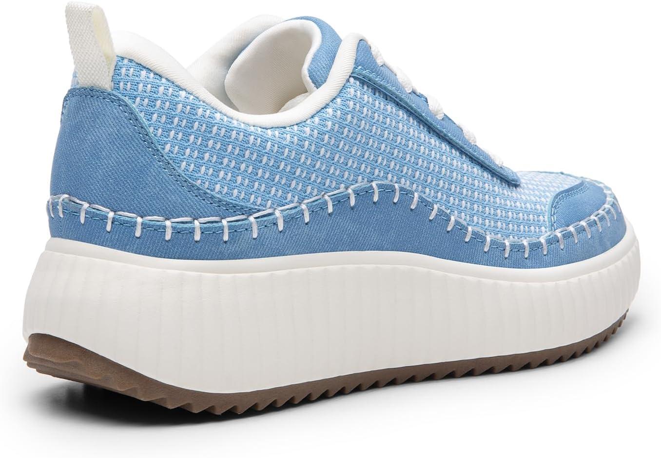 imageDREAM PAIRS Women Chunky City Tweed Comfortable Casual Platform Fashion SneakerBlueknit