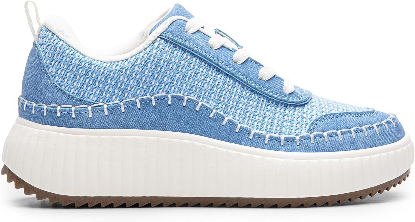 imageDREAM PAIRS Women Chunky City Tweed Comfortable Casual Platform Fashion SneakerBlueknit