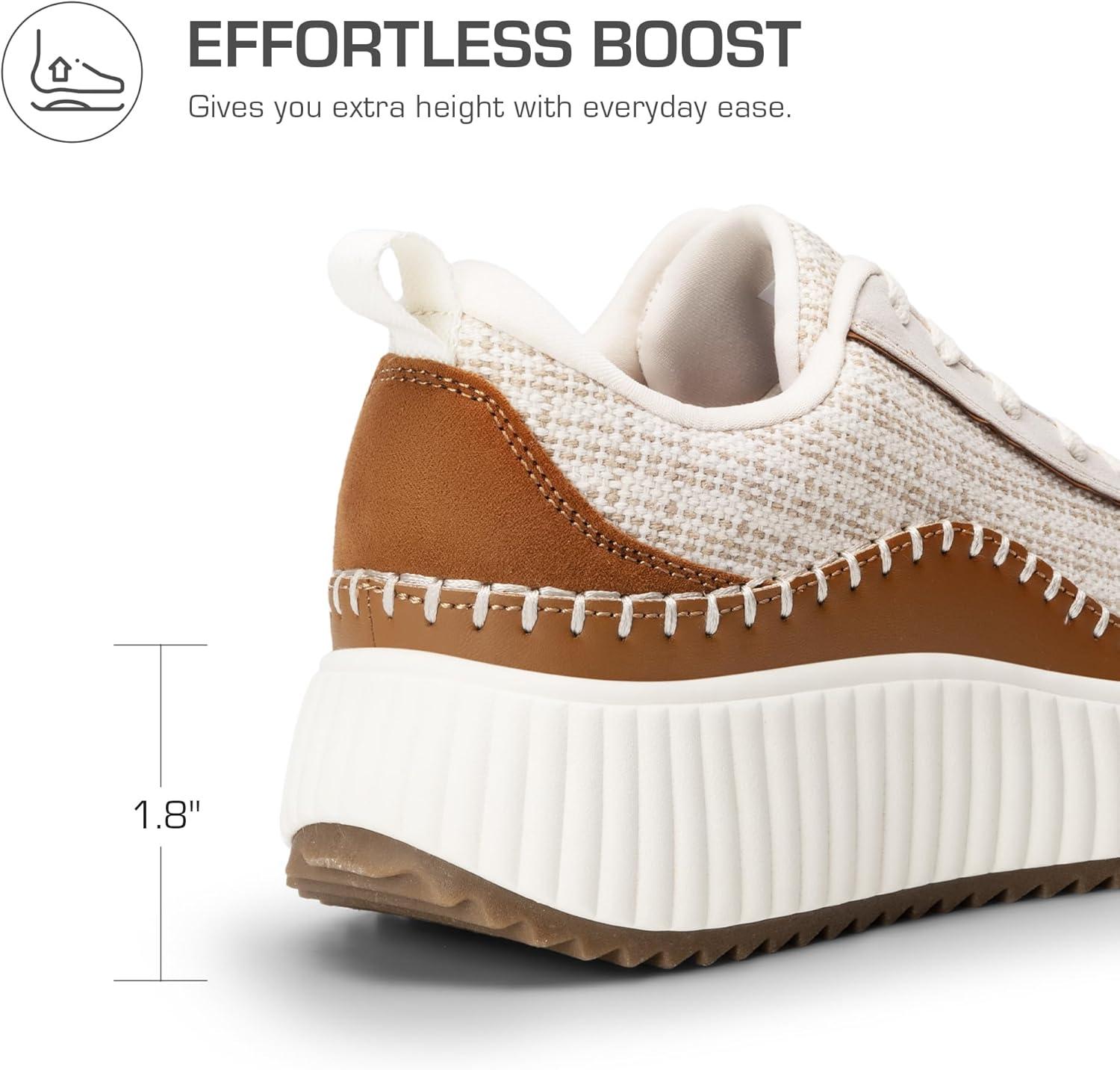 imageDREAM PAIRS Women Chunky City Tweed Comfortable Casual Platform Fashion SneakerBrown Beige