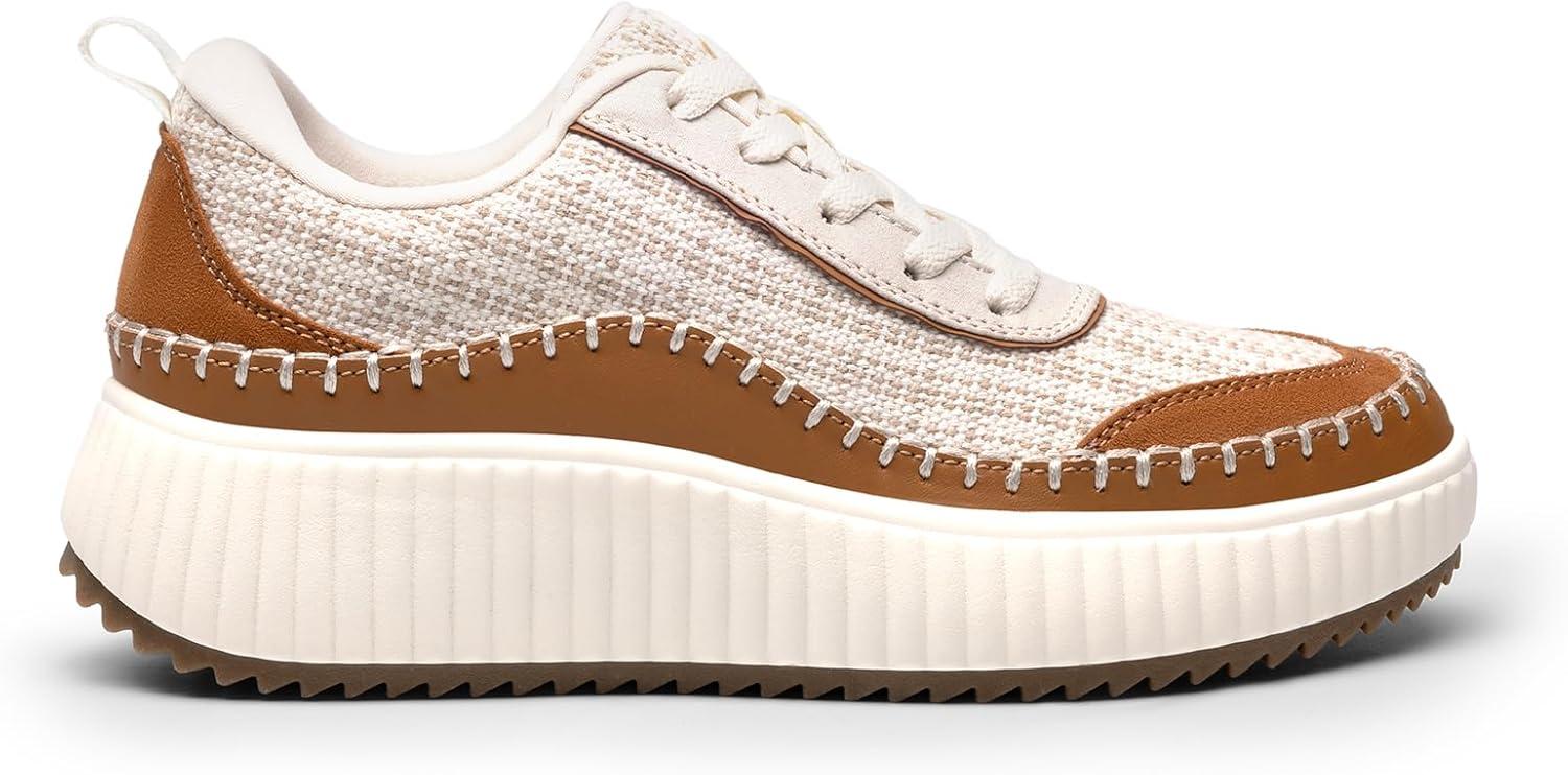 imageDREAM PAIRS Women Chunky City Tweed Comfortable Casual Platform Fashion SneakerBrown Beige