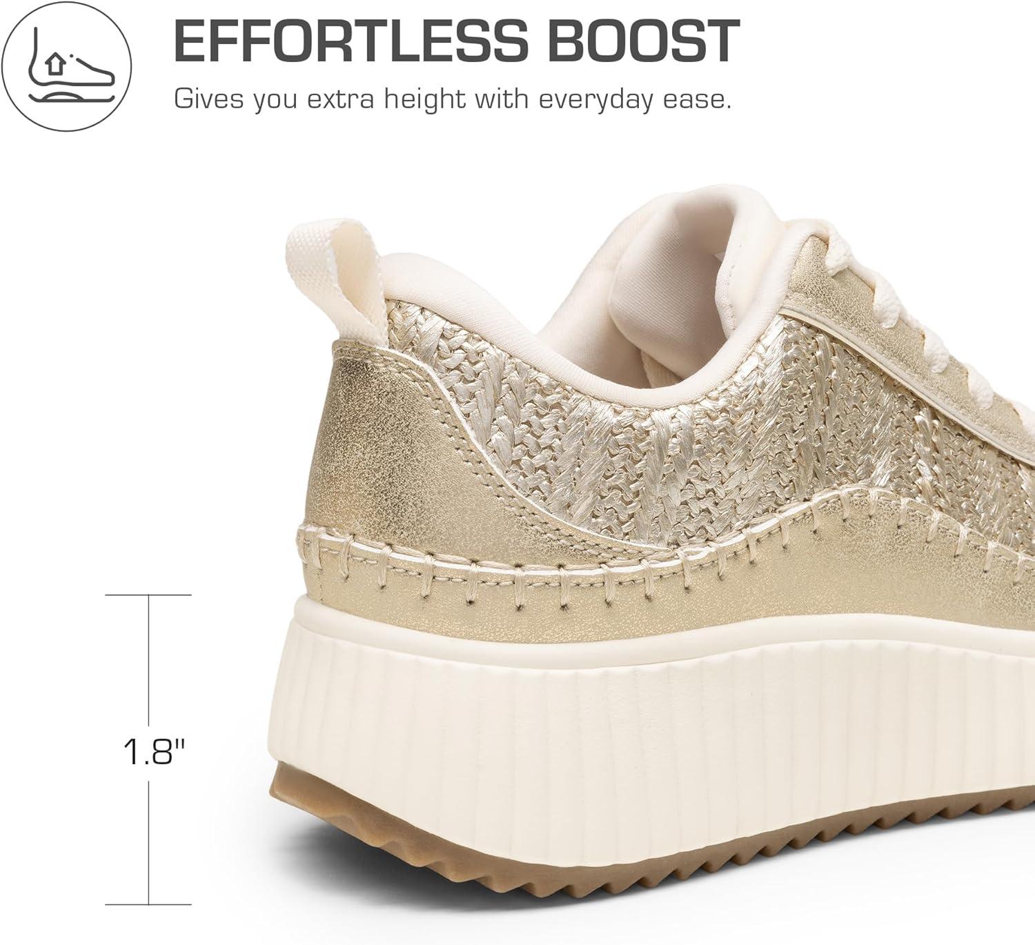 imageDREAM PAIRS Women Chunky City Tweed Comfortable Casual Platform Fashion SneakerGold