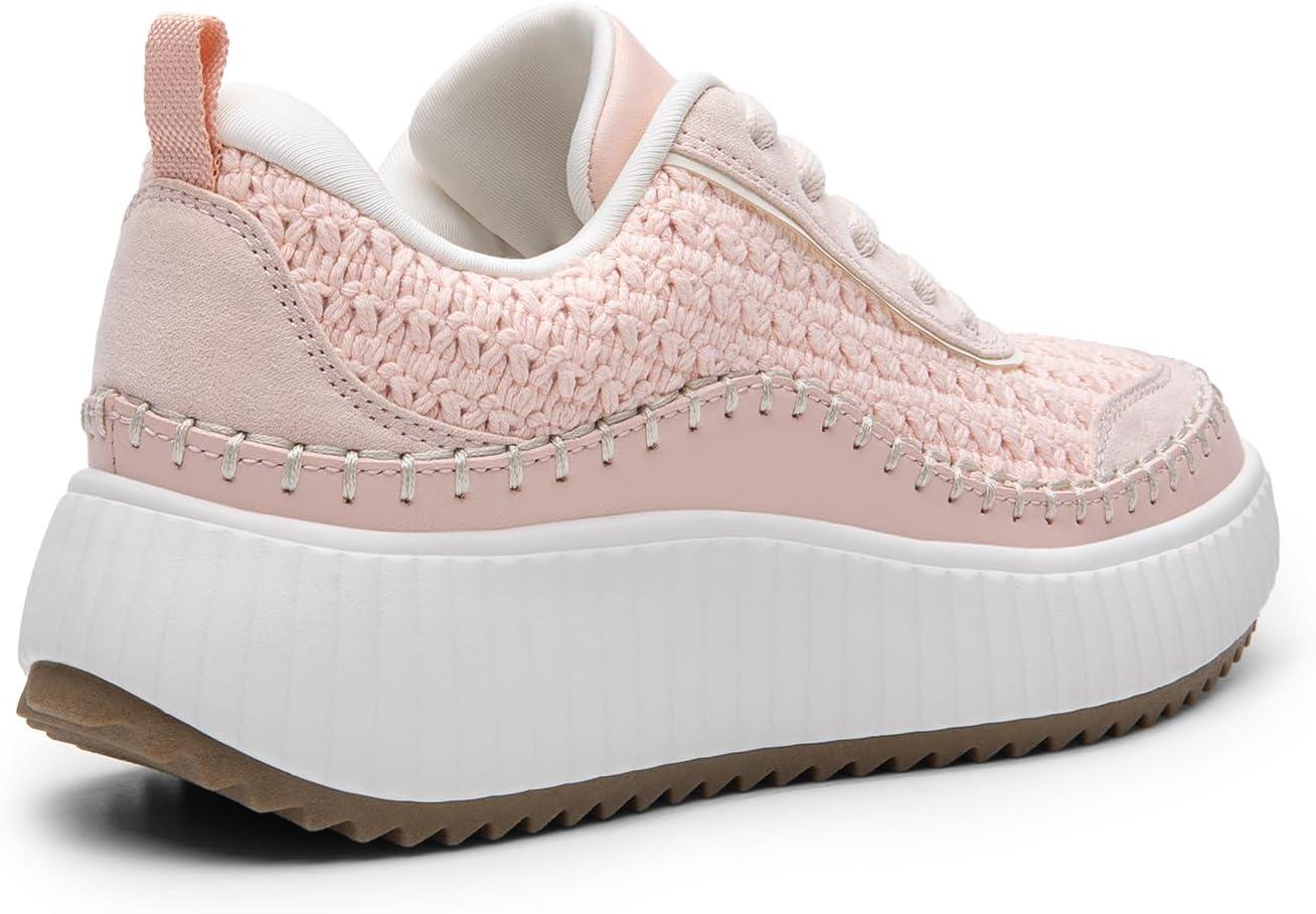 imageDREAM PAIRS Women Chunky City Tweed Comfortable Casual Platform Fashion SneakerPinkknit