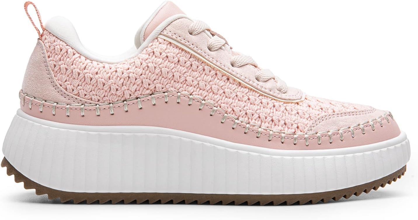 imageDREAM PAIRS Women Chunky City Tweed Comfortable Casual Platform Fashion SneakerPinkknit