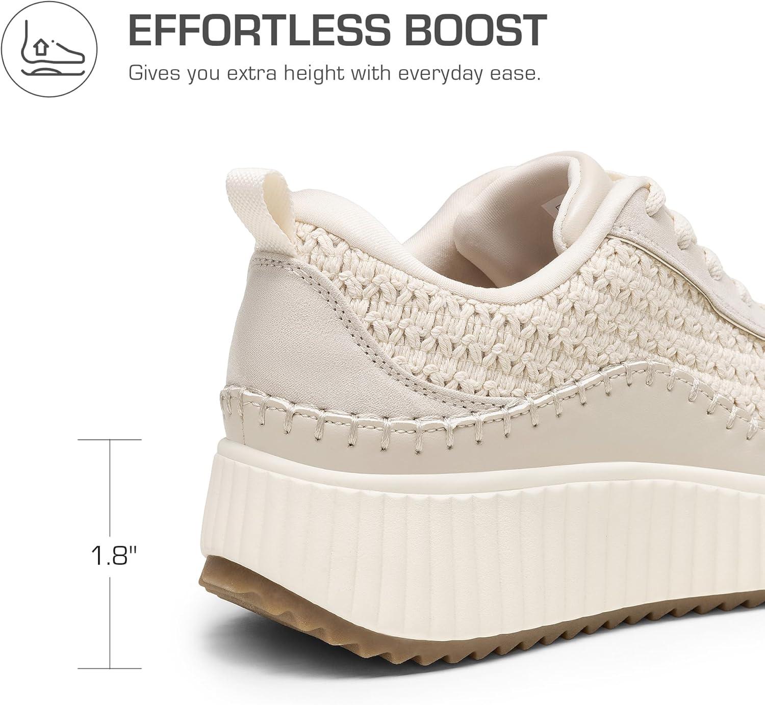 imageDREAM PAIRS Women Chunky City Tweed Comfortable Casual Platform Fashion SneakerSandstoneknit