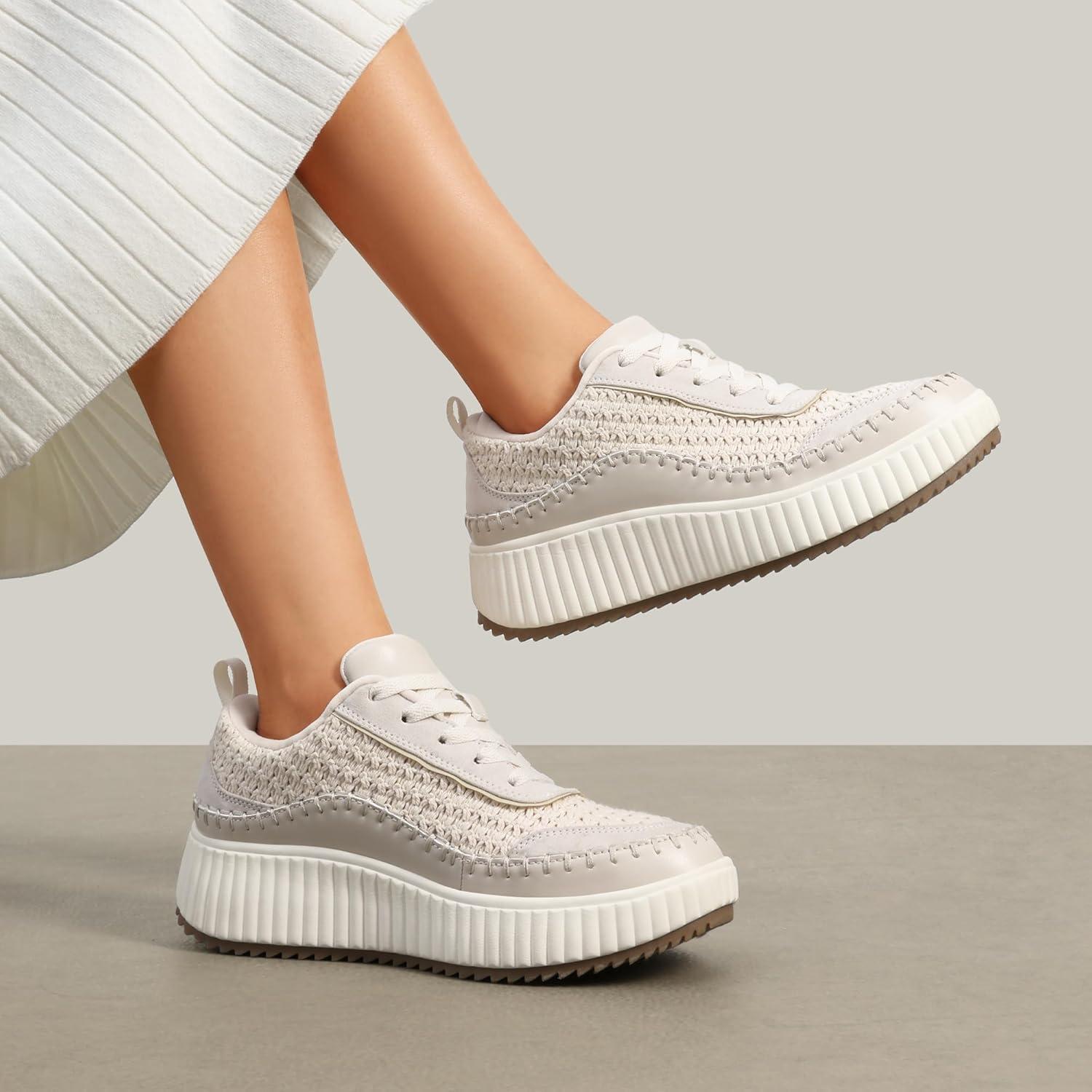 imageDREAM PAIRS Women Chunky City Tweed Comfortable Casual Platform Fashion SneakerSandstoneknit