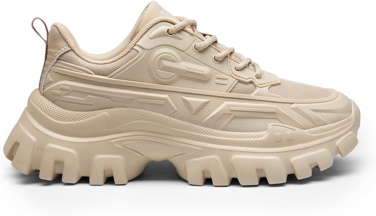 imageDREAM PAIRS Women Chunky Fashion Sneakers Platform Bold LaceUp Comfortable SneakersApricotbold