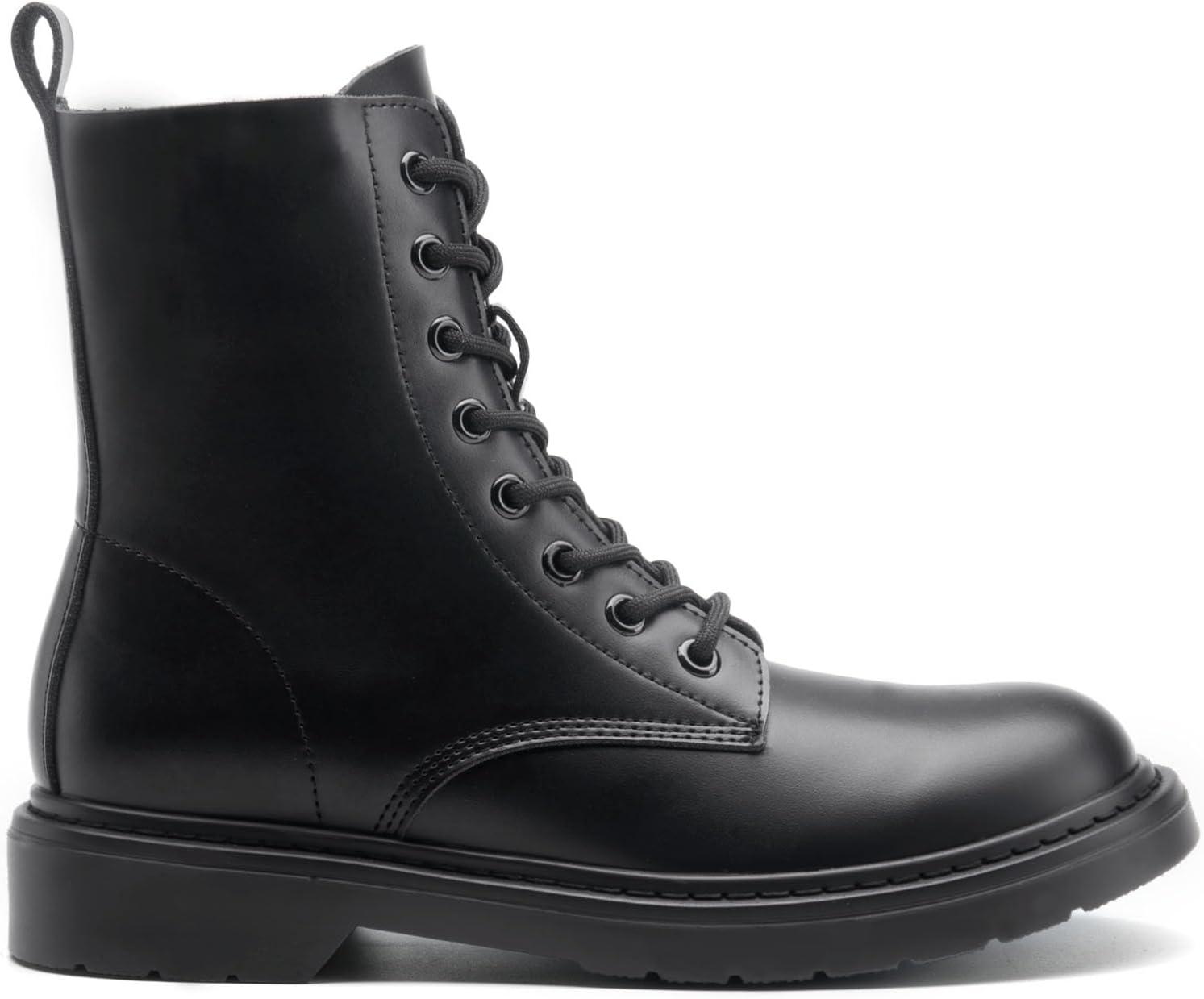 imageDREAM PAIRS Women Combat Boots Laceup Low Heel Ankle BootiesBlackmatte