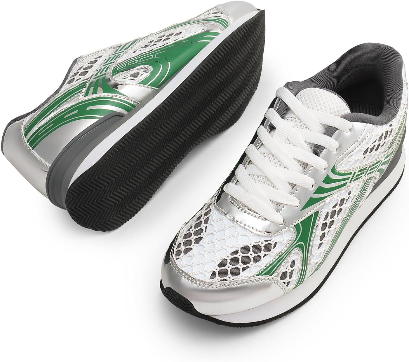 imageDREAM PAIRS Women Fashion Sneakers Walking Comfortable Breathable Stylish Lightweight Retro Classisc Casual Lace Up Sportstyle SneakerSilverGreen