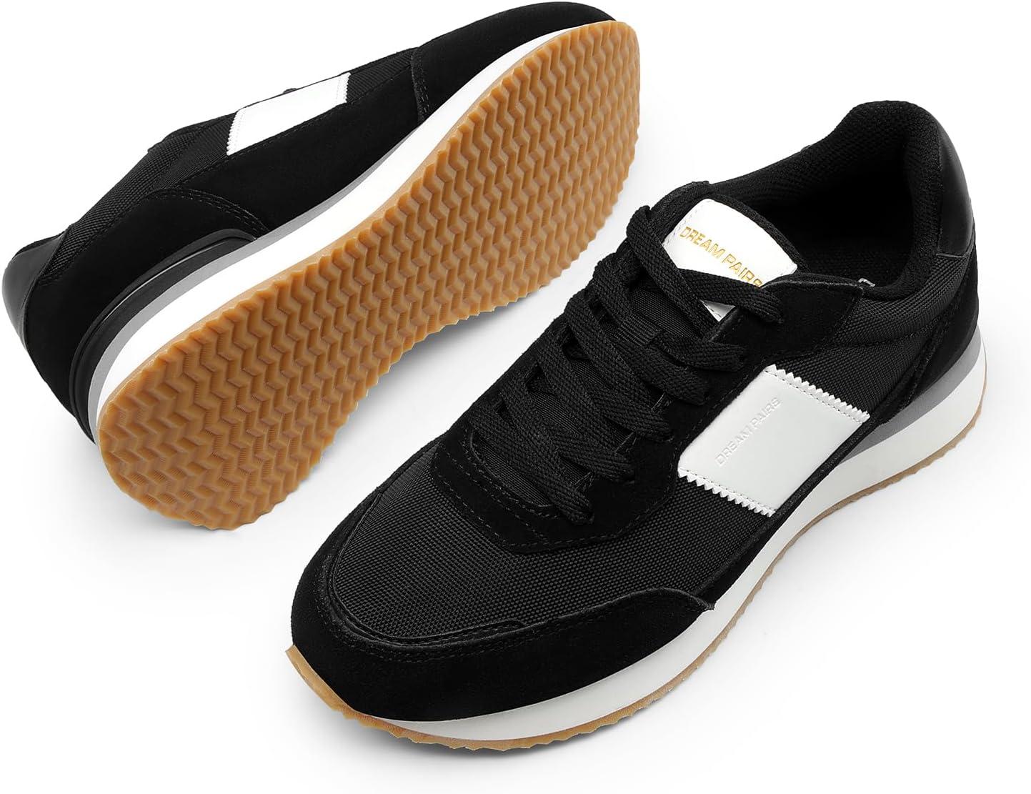 imageDREAM PAIRS Women Fashion Sneakers Walking Tennis Sports Athletic Comfortable Lightweight Running Lace Up Retro Classic Casual SneakerBlack