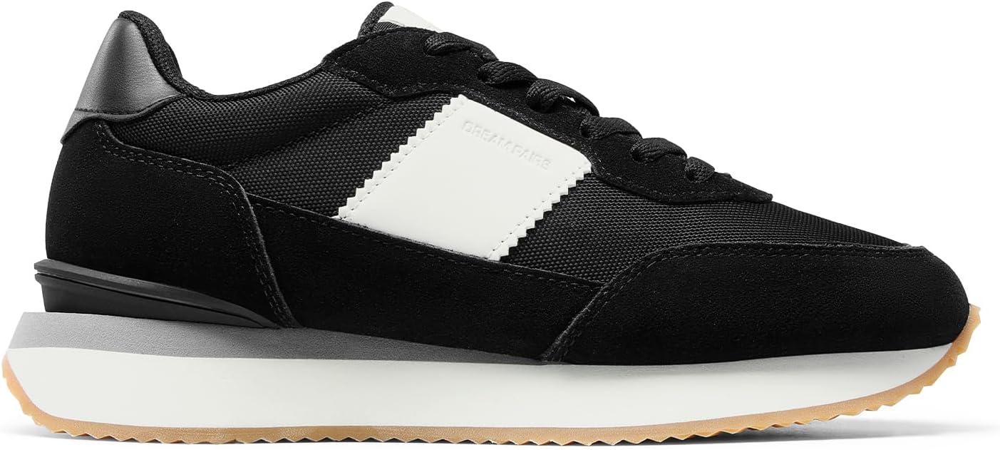 imageDREAM PAIRS Women Fashion Sneakers Walking Tennis Sports Athletic Comfortable Lightweight Running Lace Up Retro Classic Casual SneakerBlack