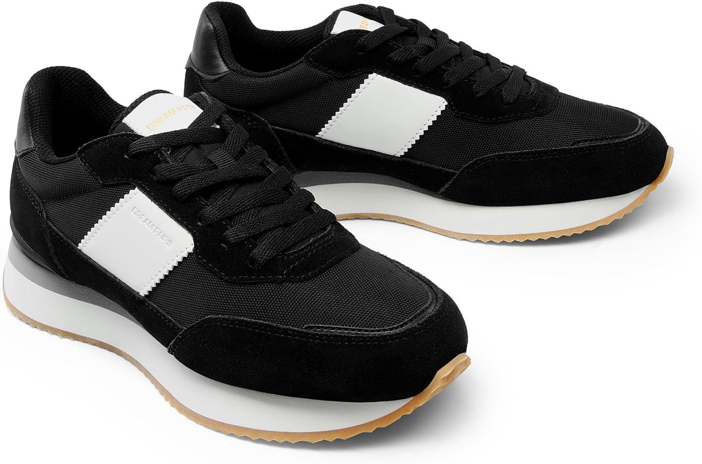 imageDREAM PAIRS Women Fashion Sneakers Walking Tennis Sports Athletic Comfortable Lightweight Running Lace Up Retro Classic Casual SneakerBlack