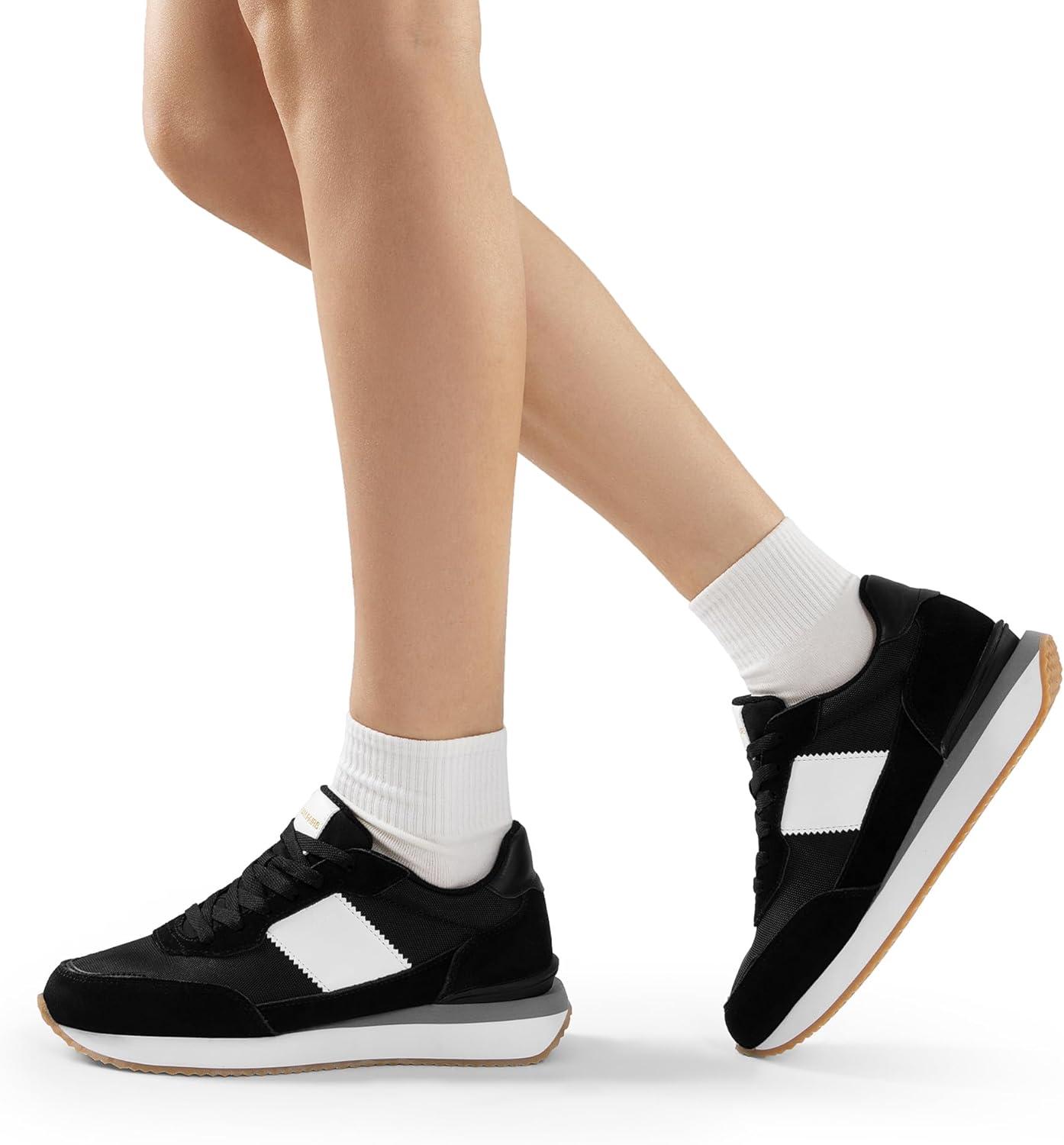 imageDREAM PAIRS Women Fashion Sneakers Walking Tennis Sports Athletic Comfortable Lightweight Running Lace Up Retro Classic Casual SneakerBlack