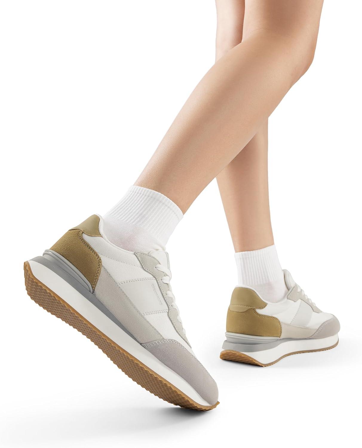 imageDREAM PAIRS Women Fashion Sneakers Walking Tennis Sports Athletic Comfortable Lightweight Running Lace Up Retro Classic Casual SneakerWhiteGreen