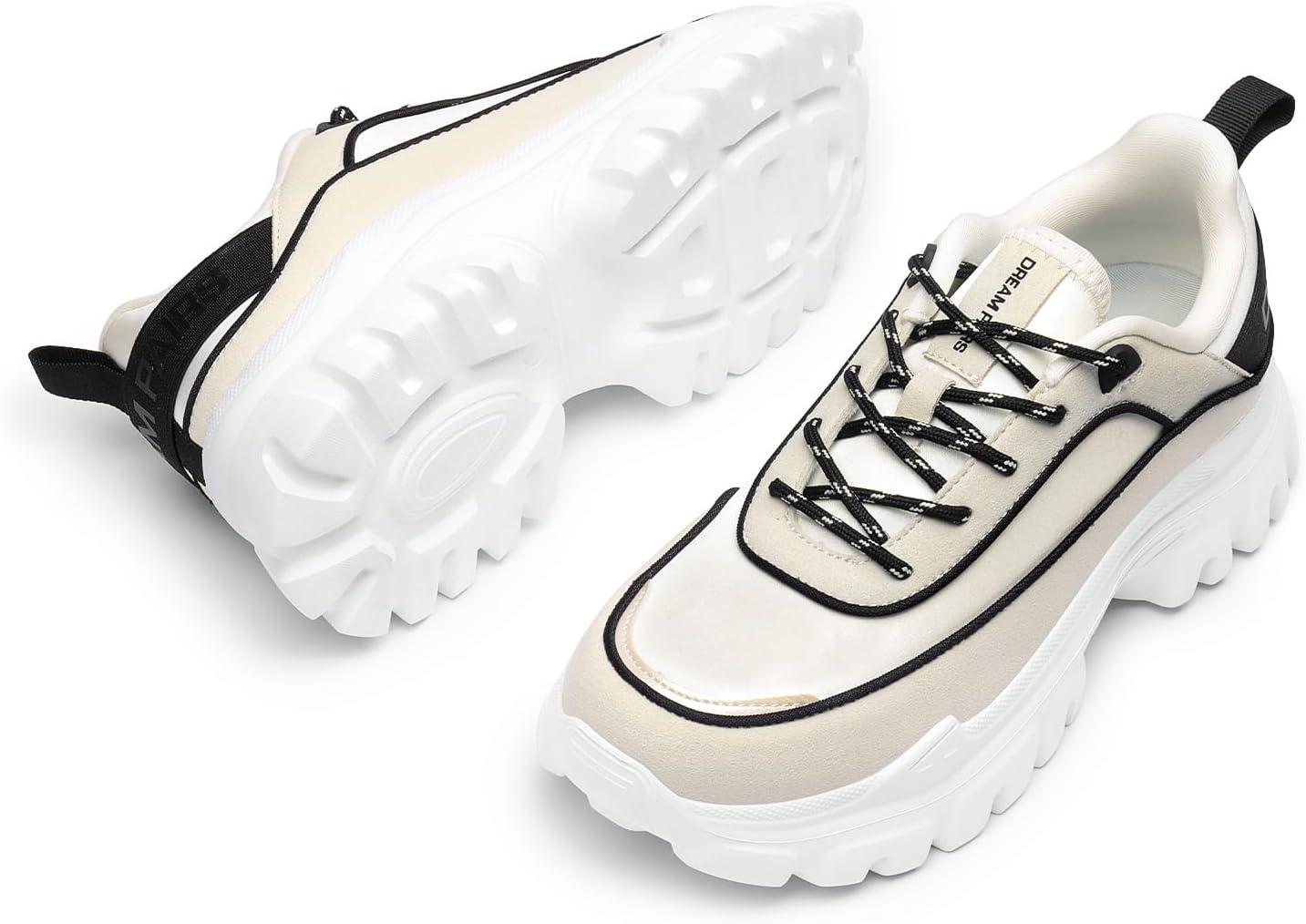 imageDREAM PAIRS Women Platform Chunky Fashion Sneakers Walking LaceUp Comfortable Sport Stylish Lightweight Classic Casual Work Tennis ShoesBeigeBlack