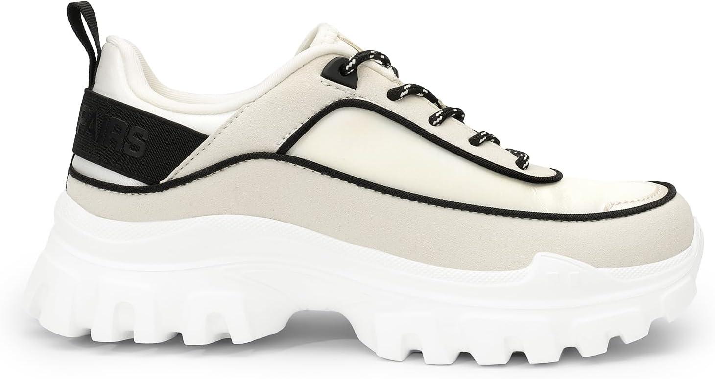 imageDREAM PAIRS Women Platform Chunky Fashion Sneakers Walking LaceUp Comfortable Sport Stylish Lightweight Classic Casual Work Tennis ShoesBeigeBlack