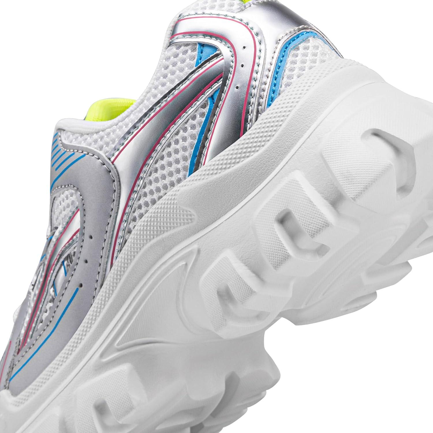 imageDREAM PAIRS Women Platform Chunky Lightweight Comfortable Breathable Casual Stylish Y2K LaceUp Heidi Walking Fashion SneakersSize 8WhiteSilverSDFN2421W