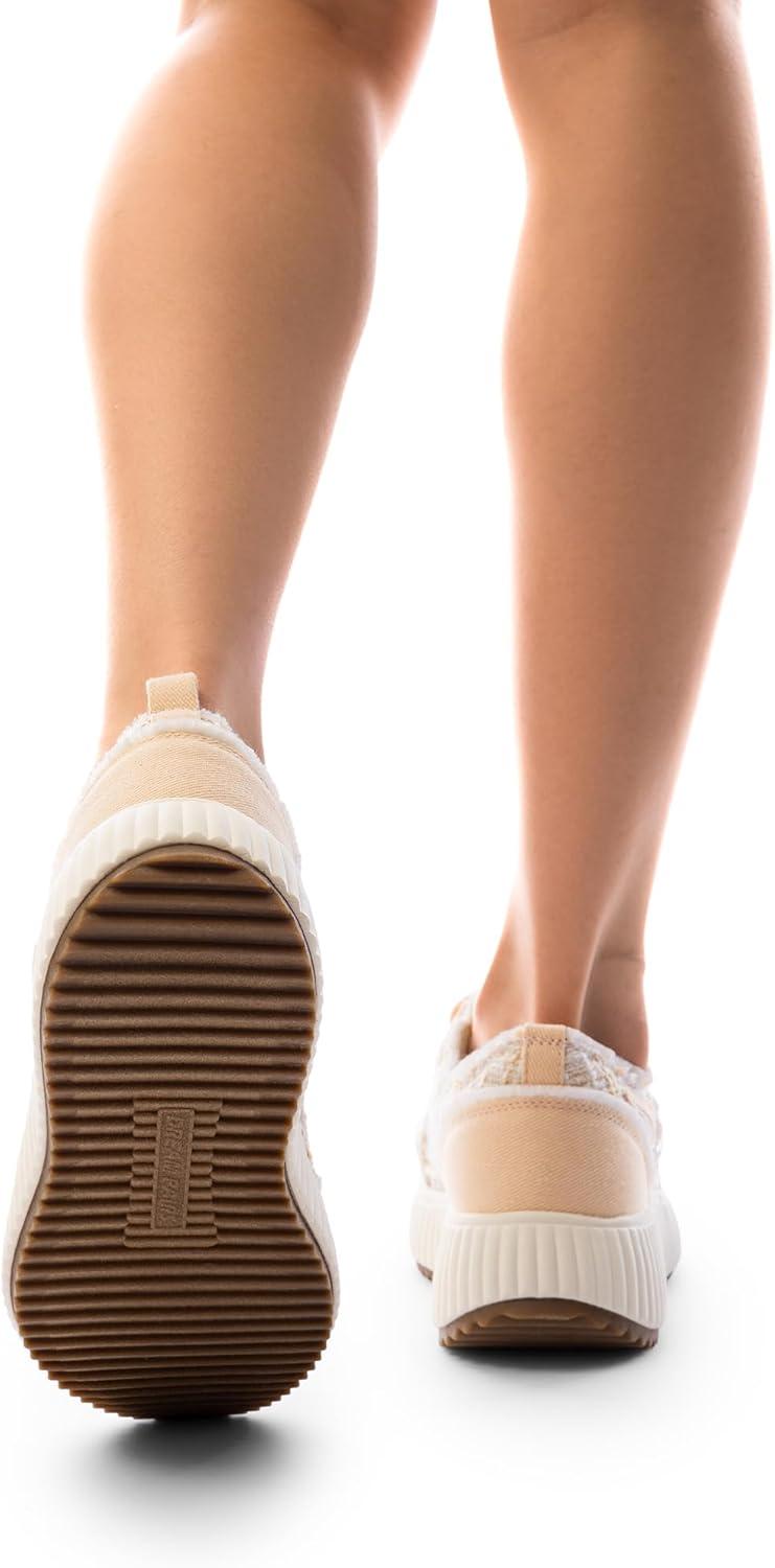 imageDREAM PAIRS Women Platform Chunky Lightweight Comfortable Casual Denim Fabric LaceUp Kay Walking Fashion SneakersPinkWhite