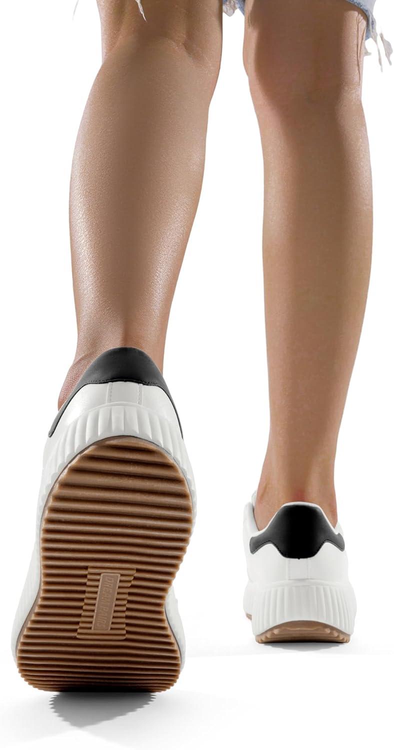 imageDREAM PAIRS Women Platform Chunky Lightweight Comfortable Casual Faux Leather LaceUp Dee Walking Fashion SneakersWhiteBlack