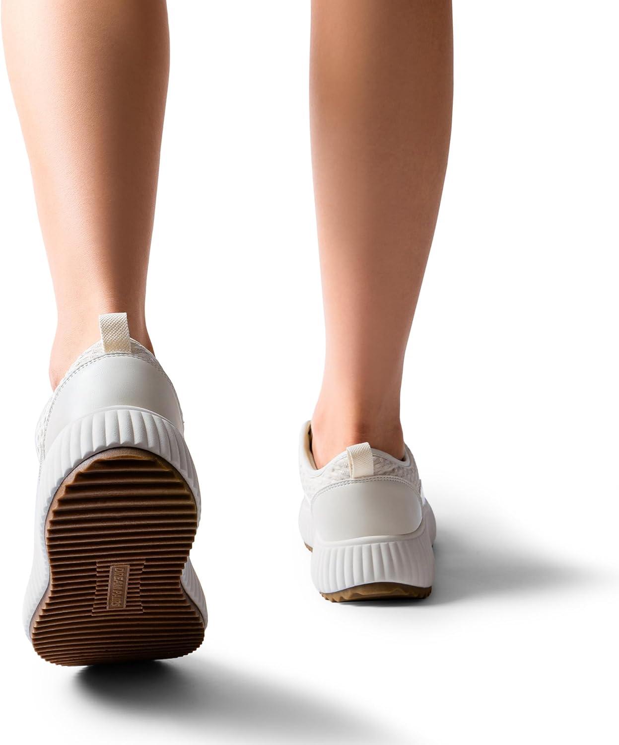 imageDREAM PAIRS Women Platform Chunky Lightweight Comfortable Casual LaceUp Sky Walking Fashion SneakersBeige