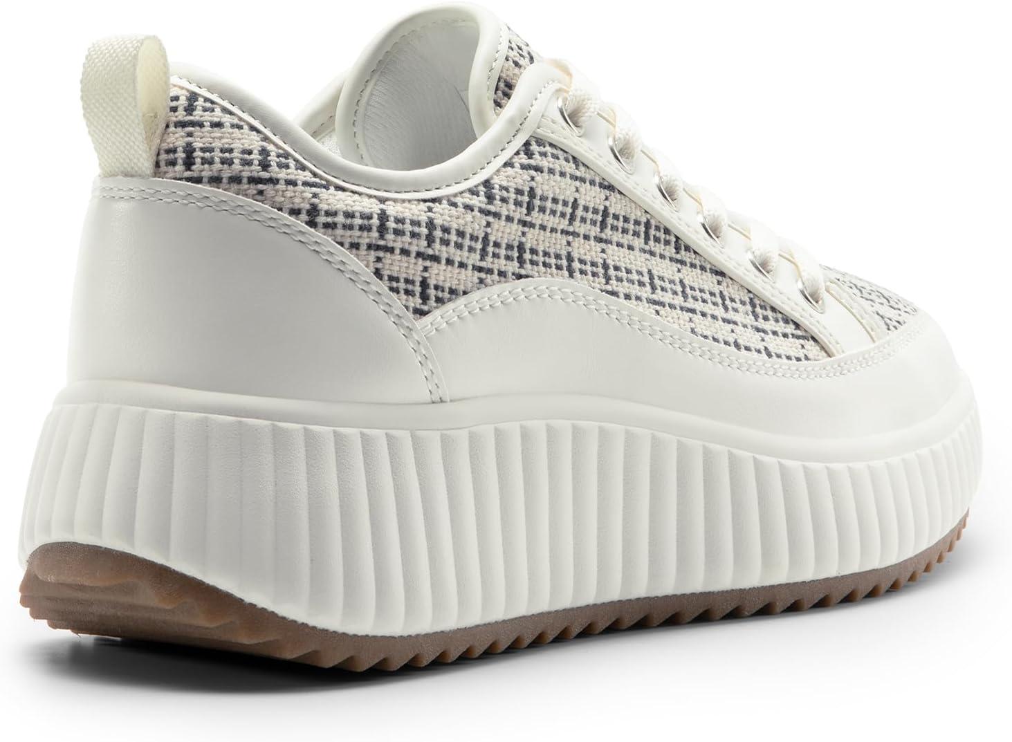 imageDREAM PAIRS Women Platform Chunky Lightweight Comfortable Casual LaceUp Sky Walking Fashion SneakersBlue StripeWhite