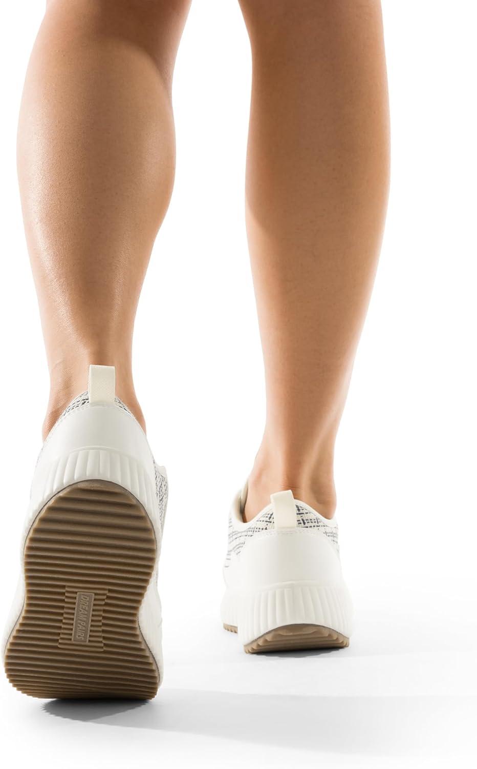 imageDREAM PAIRS Women Platform Chunky Lightweight Comfortable Casual LaceUp Sky Walking Fashion SneakersBlue StripeWhite