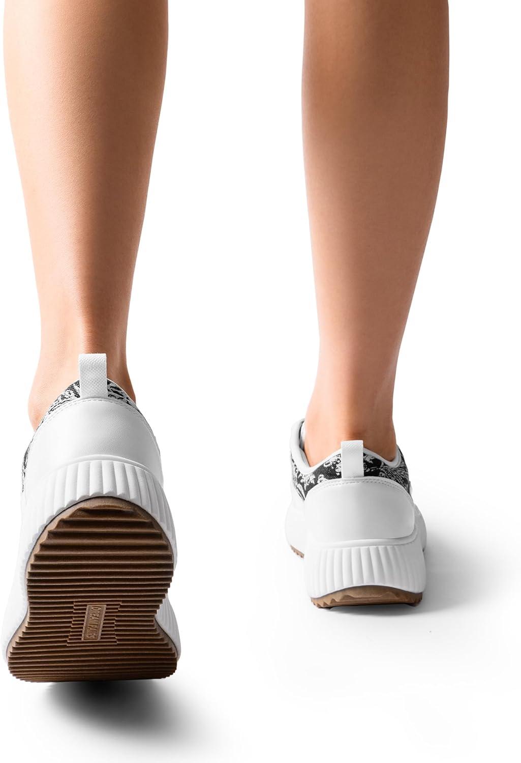 imageDREAM PAIRS Women Platform Chunky Lightweight Comfortable Casual LaceUp Sky Walking Fashion SneakersWhiteBlack