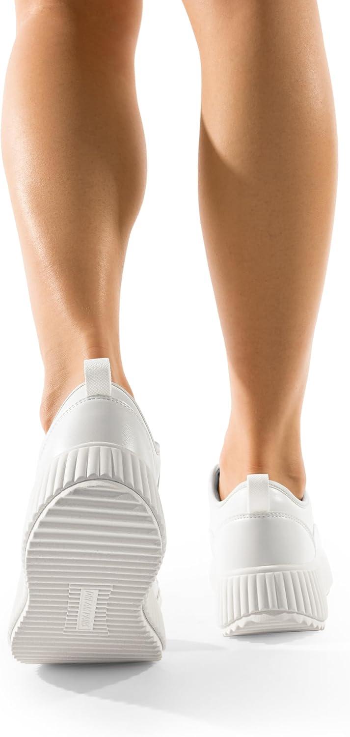 imageDREAM PAIRS Women Platform Chunky Lightweight Comfortable Casual LaceUp Sky Walking Fashion SneakersWhitePu