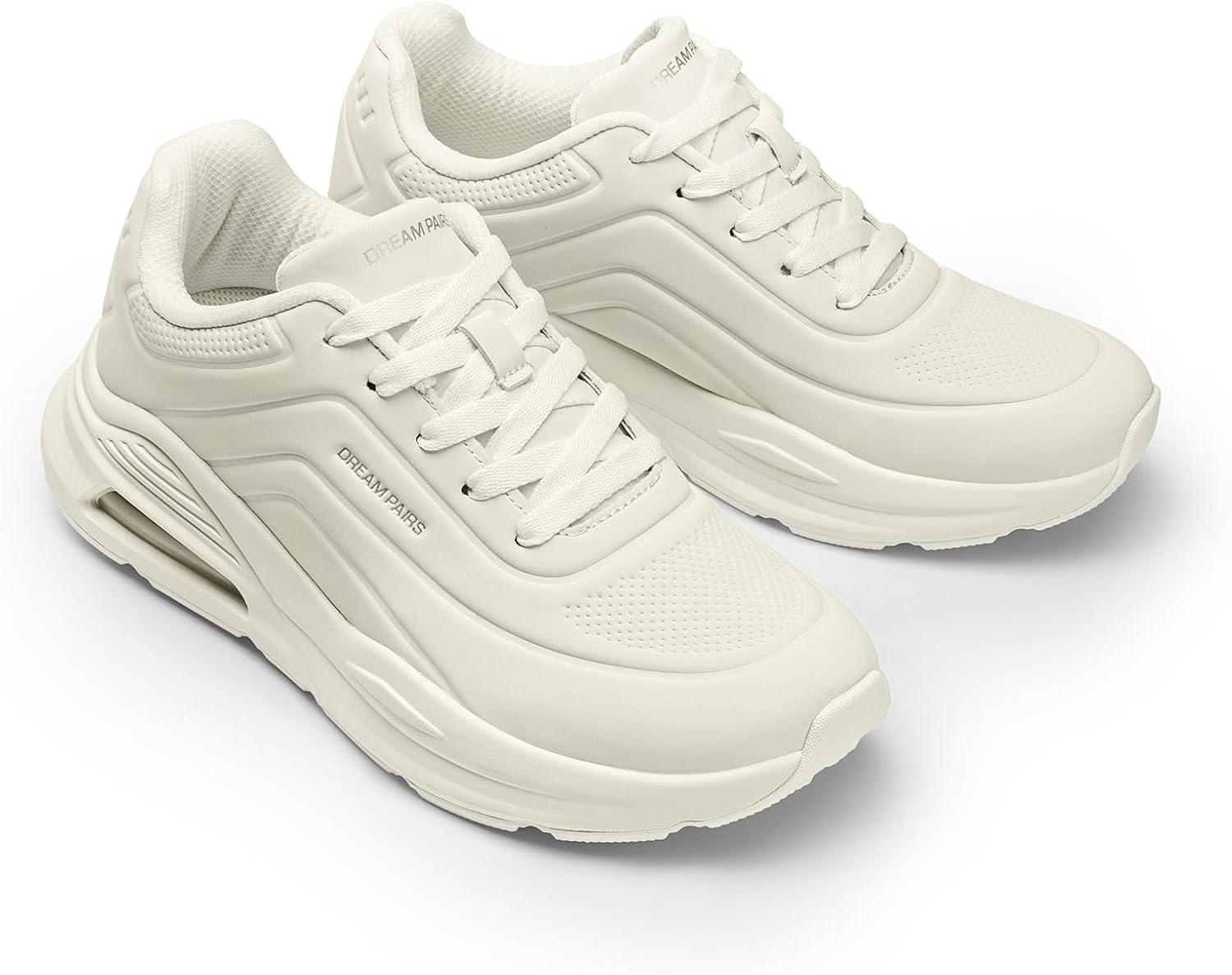 imageDREAM PAIRS Women Platform Wedge Walking Reese Chunky Shoes High Heel Air Cushion Casual Fashion SneakerBeige