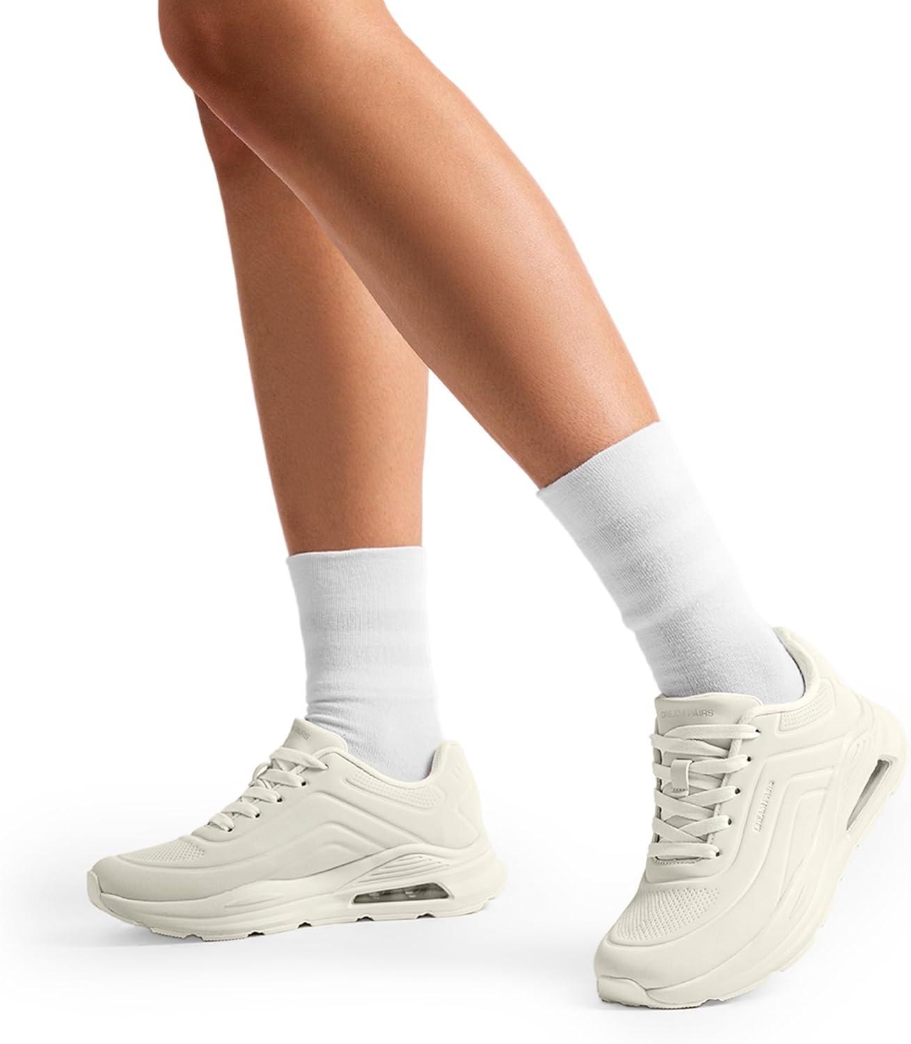 imageDREAM PAIRS Women Platform Wedge Walking Reese Chunky Shoes High Heel Air Cushion Casual Fashion SneakerBeige