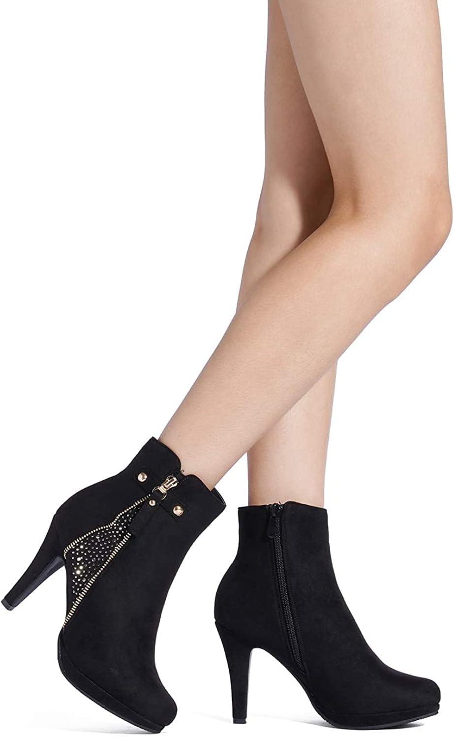 imageDREAM PAIRS Womens Ankle Boots High Stiletto Heel Booties Fashion Zipper Short BootsClassic Black