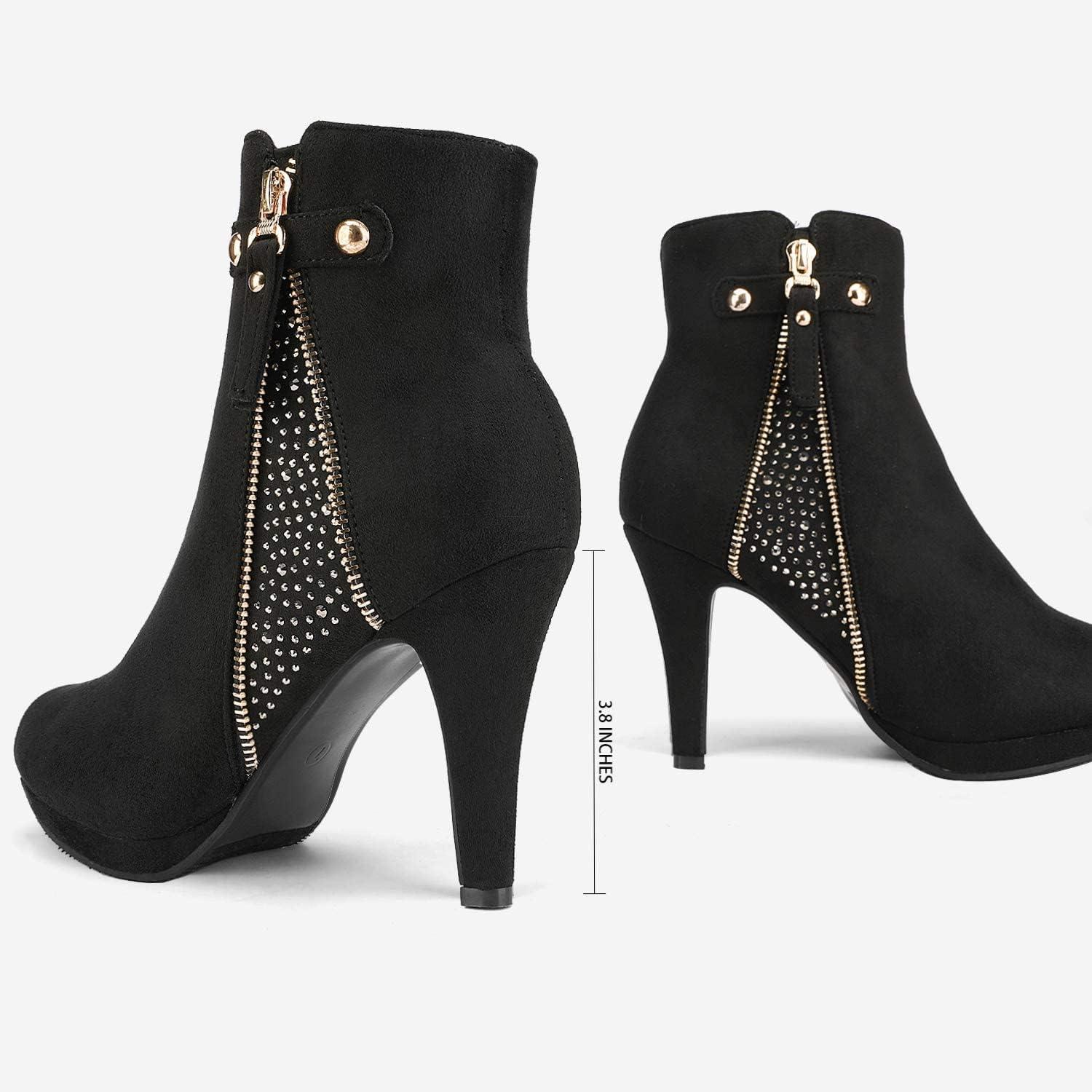 imageDREAM PAIRS Womens Ankle Boots High Stiletto Heel Booties Fashion Zipper Short BootsClassic Black