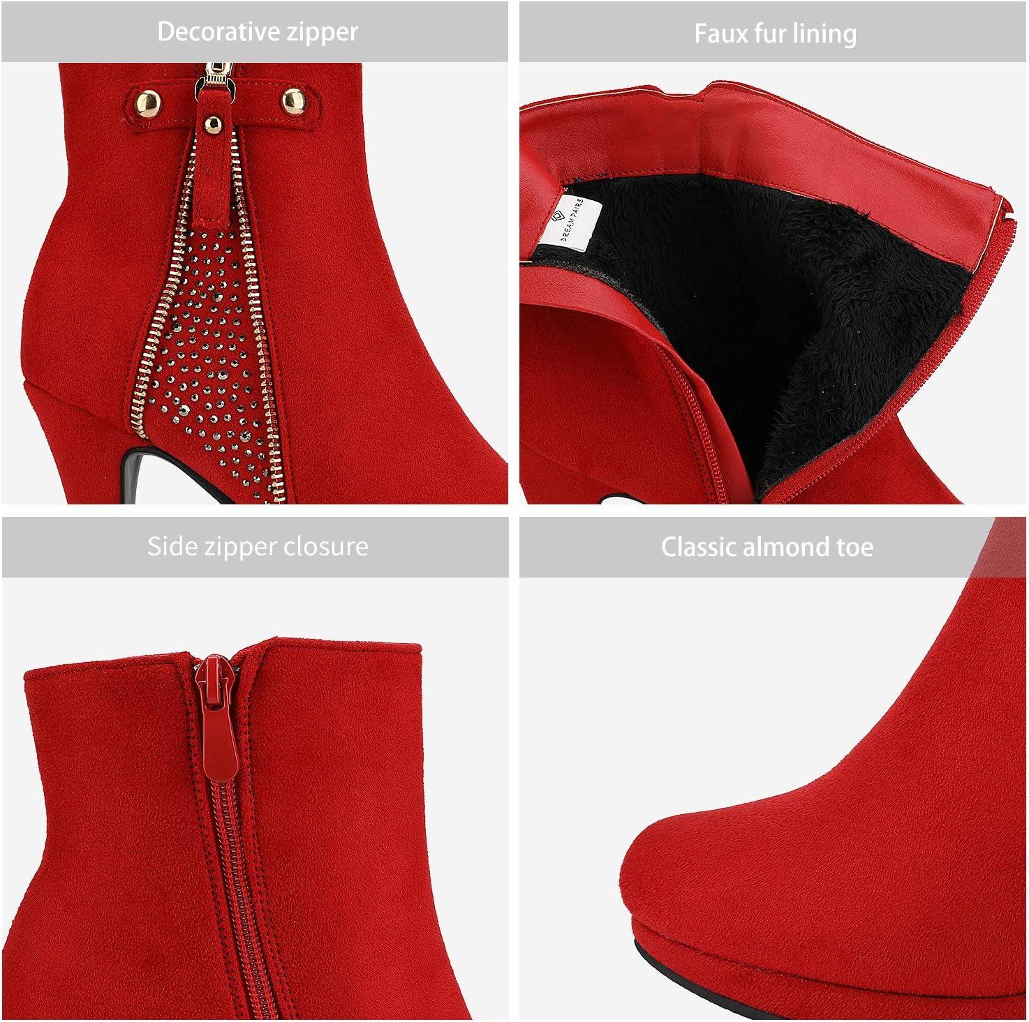 imageDREAM PAIRS Womens Ankle Boots High Stiletto Heel Booties Fashion Zipper Short BootsClassic Red